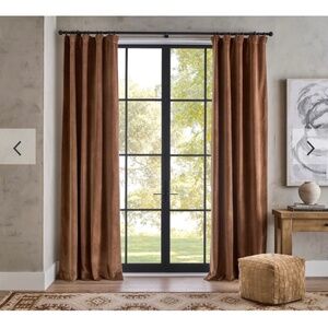Brown/Cognac Velvet Polyester Blackout Curtains: 54”x84”